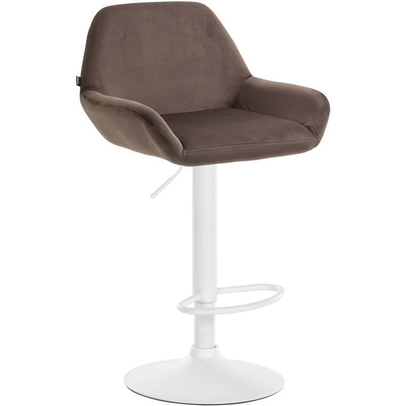 Tabouret de bar moderne en Velours Marron Métal Blanc Gylvan - 1