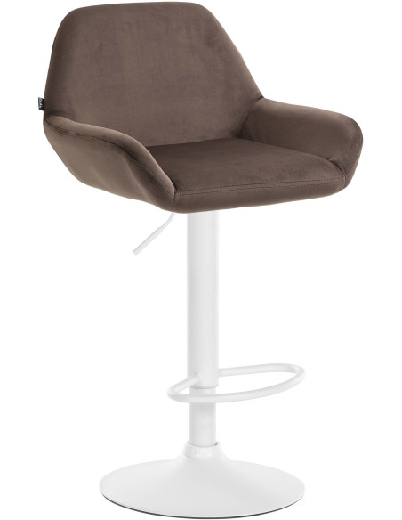 Tabouret de bar moderne en Velours Marron Métal Blanc Gylvan - 1