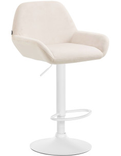 Tabouret de bar moderne en Velours Blanc crème Métal Blanc Gylvan - 1
