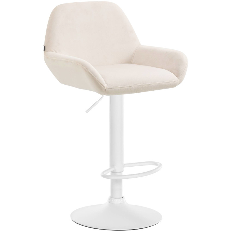 Tabouret de bar moderne en Velours Blanc crème Métal Blanc Gylvan - 1