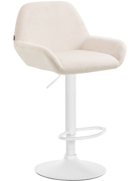 Tabouret de bar moderne en Velours Blanc crème Métal Blanc Gylvan - 1
