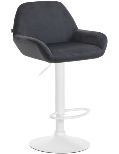 Tabouret de bar moderne en Velours Noir Métal Blanc Gylvan - 1