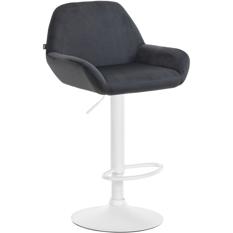 Tabouret de bar moderne en Velours Noir Métal Blanc Gylvan - 1