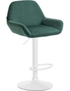 Tabouret de bar moderne en Velours Vert foncé Métal Blanc Gylvan - 1