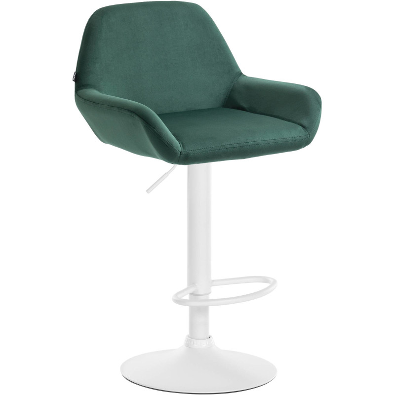 Tabouret de bar moderne en Velours Vert foncé Métal Blanc Gylvan - 1