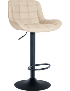 Tabouret de bar moderne réglable en Polyuréthane Blanc crème Métal Noir Cailon - 1
