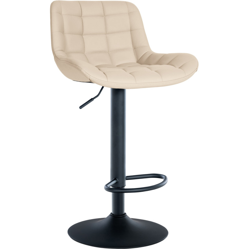 Tabouret de bar moderne réglable en Polyuréthane Blanc crème Métal Noir Cailon - 1