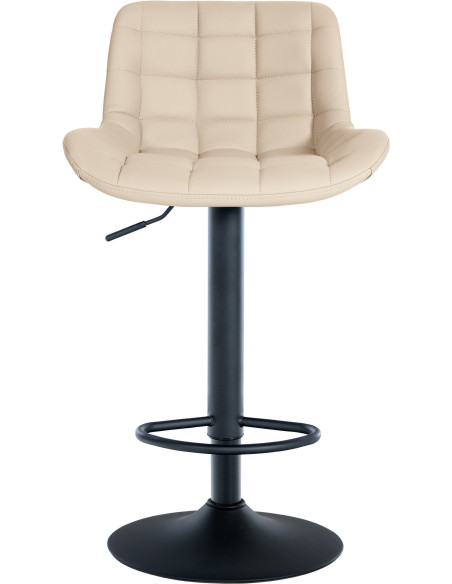 Tabouret de bar moderne réglable en Polyuréthane Blanc crème Métal Noir Cailon - 2