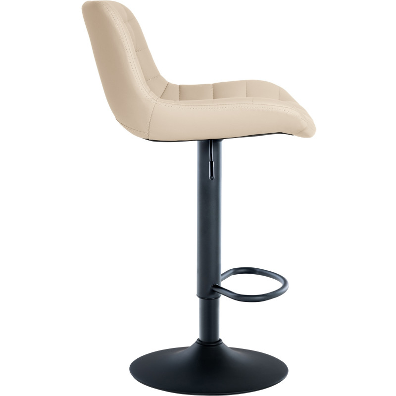 Tabouret de bar moderne réglable en Polyuréthane Blanc crème Métal Noir Cailon - 3
