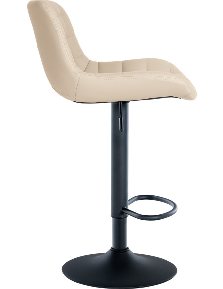 Tabouret de bar moderne réglable en Polyuréthane Blanc crème Métal Noir Cailon - 3