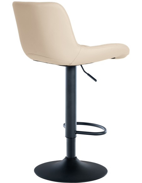 Tabouret de bar moderne réglable en Polyuréthane Blanc crème Métal Noir Cailon - 4