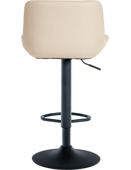 Tabouret de bar moderne réglable en Polyuréthane Blanc crème Métal Noir Cailon - 5