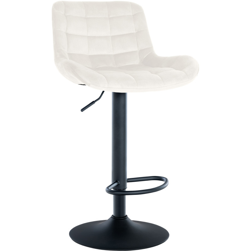 Tabouret de bar moderne réglable en Velours Blanc crème Métal Noir Noir - 1