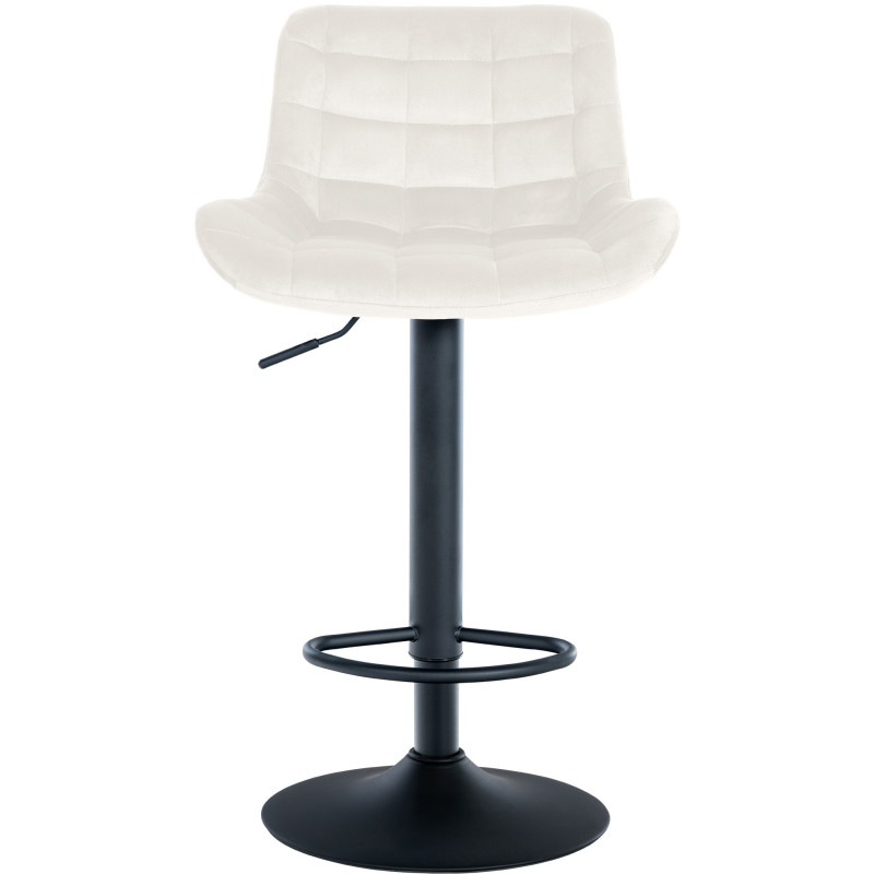 Tabouret de bar moderne réglable en Velours Blanc crème Métal Noir Noir - 2