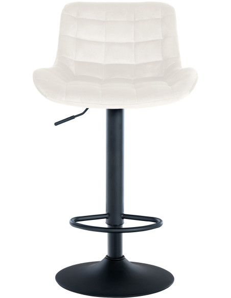 Tabouret de bar moderne réglable en Velours Blanc crème Métal Noir Noir - 2