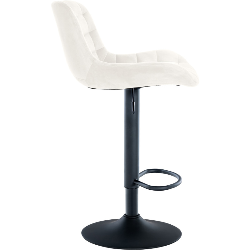 Tabouret de bar moderne réglable en Velours Blanc crème Métal Noir Noir - 3