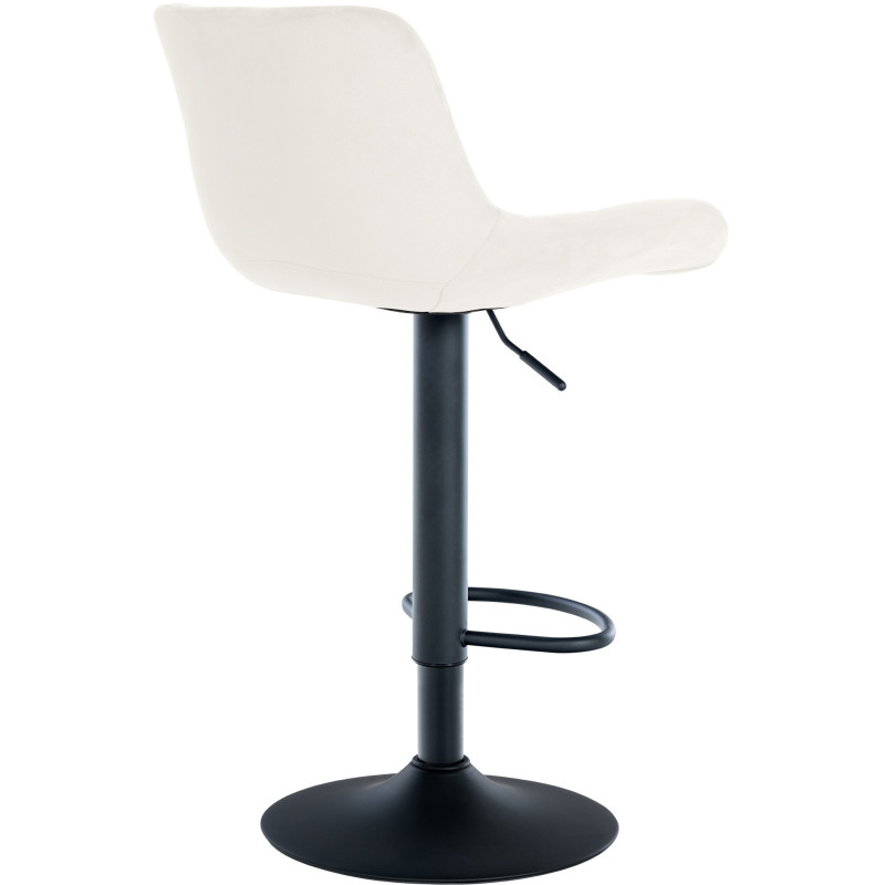 Tabouret de bar moderne réglable en Velours Blanc crème Métal Noir Noir - 4