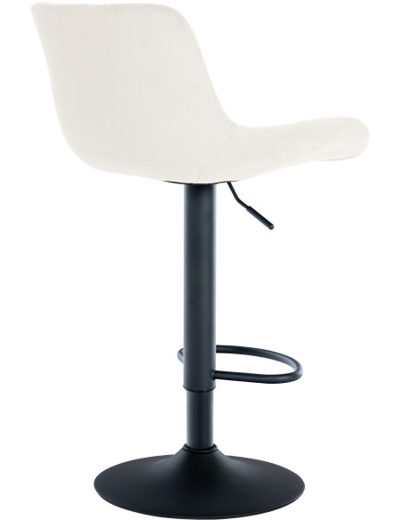 Tabouret de bar moderne réglable en Velours Blanc crème Métal Noir Noir - 4