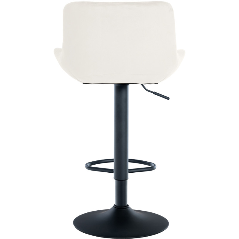 Tabouret de bar moderne réglable en Velours Blanc crème Métal Noir Noir - 5