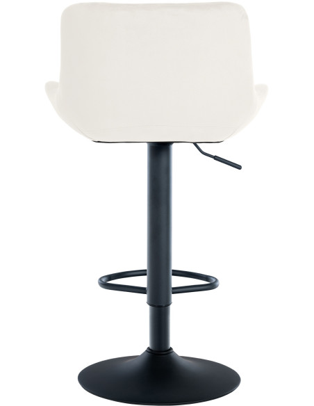 Tabouret de bar moderne réglable en Velours Blanc crème Métal Noir Noir - 5