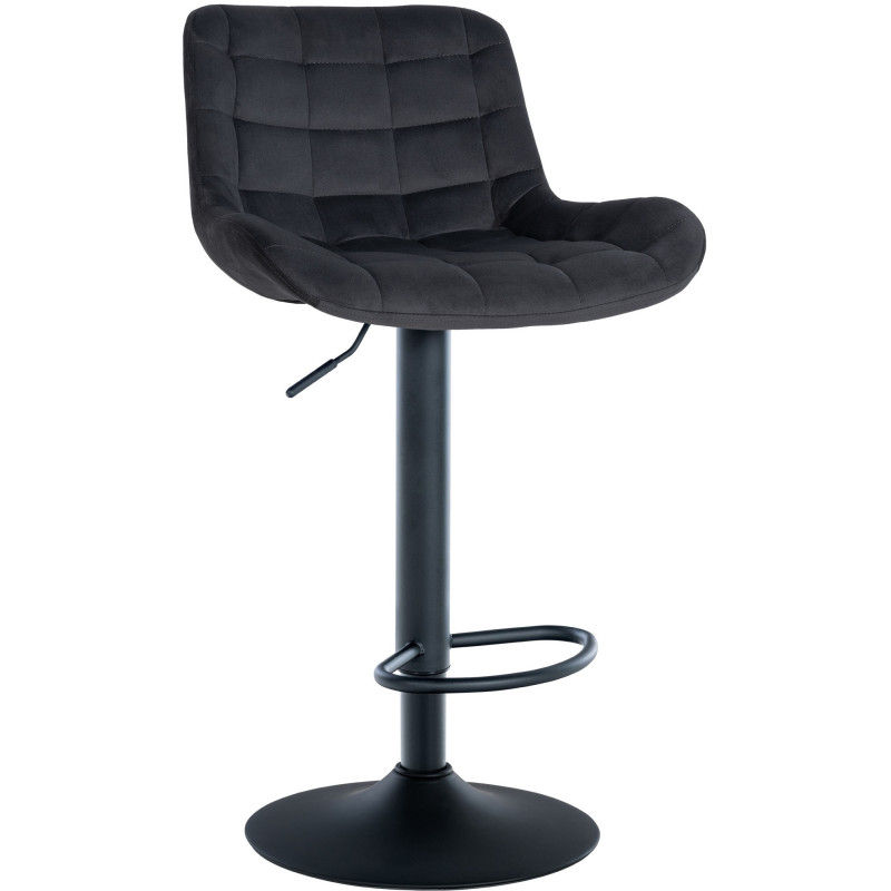 Tabouret de bar moderne réglable en Velours Gris foncé Métal Noir Noir - 1