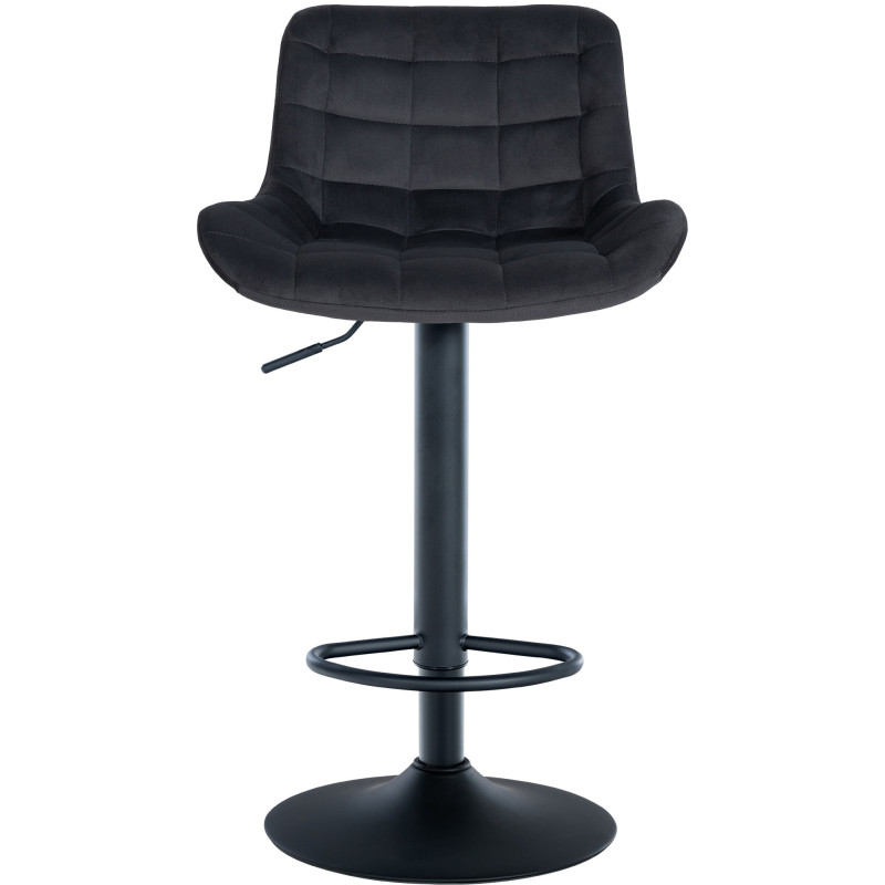 Tabouret de bar moderne réglable en Velours Gris foncé Métal Noir Noir - 2