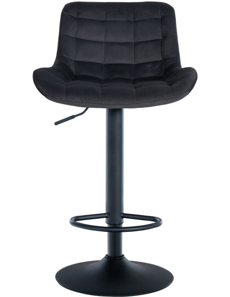Tabouret de bar moderne réglable en Velours Gris foncé Métal Noir Noir - 2