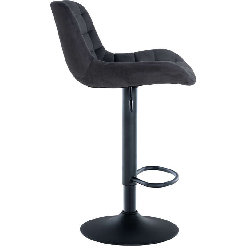 Tabouret de bar moderne réglable en Velours Gris foncé Métal Noir Noir - 3