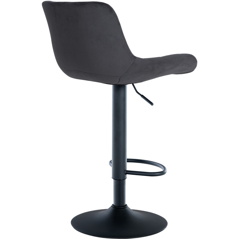 Tabouret de bar moderne réglable en Velours Gris foncé Métal Noir Noir - 4