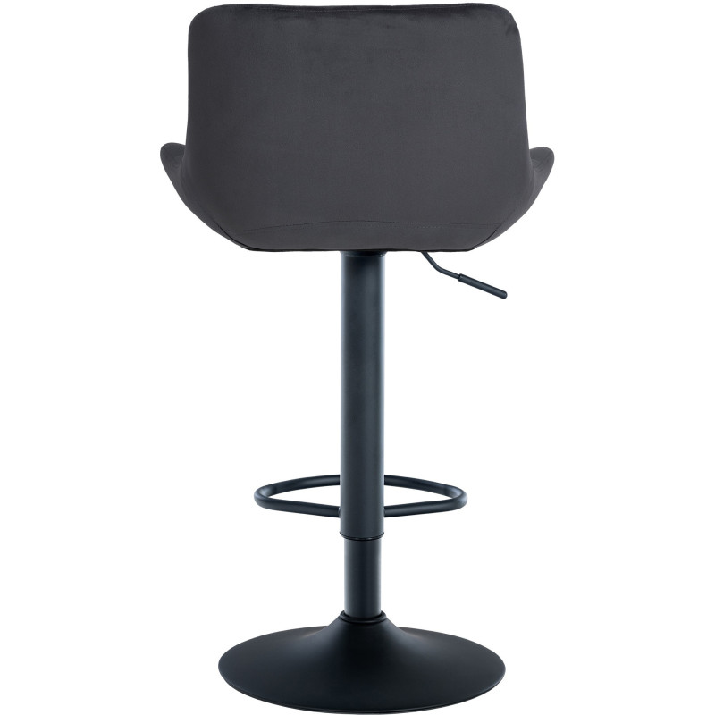 Tabouret de bar moderne réglable en Velours Gris foncé Métal Noir Noir - 5