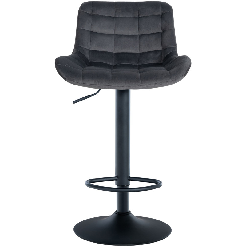 Tabouret de bar moderne réglable en Velours Gris foncé Métal Noir Cailon - 2