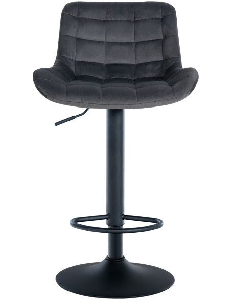 Tabouret de bar moderne réglable en Velours Gris foncé Métal Noir Cailon - 2