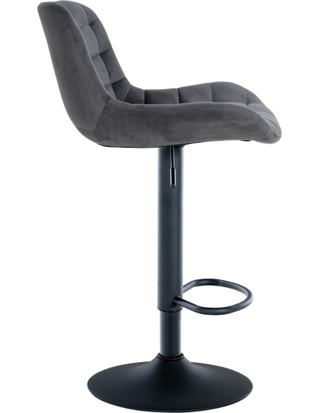 Tabouret de bar moderne réglable en Velours Gris foncé Métal Noir Cailon - 3