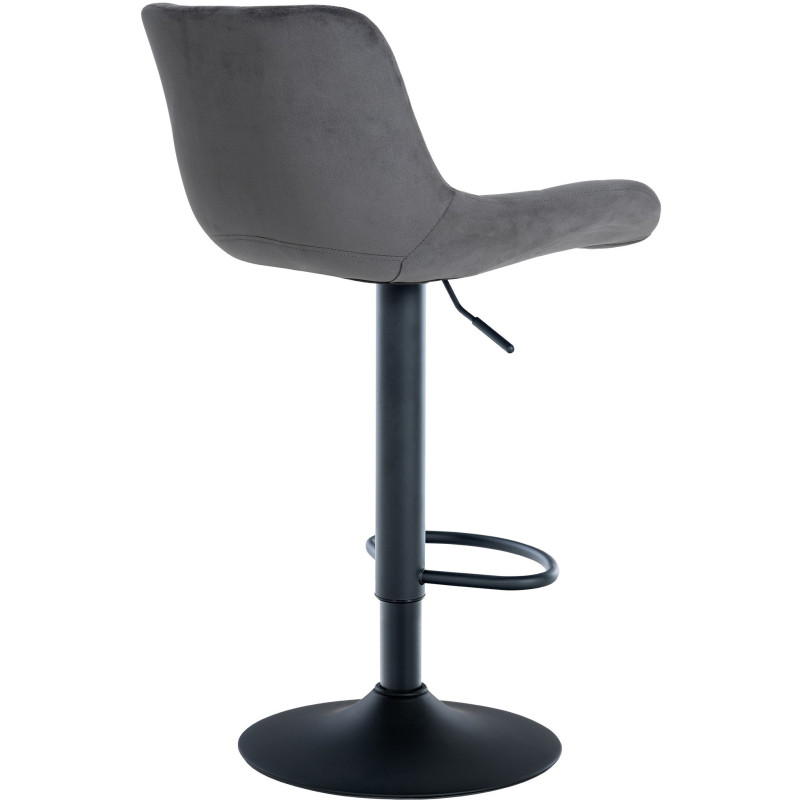 Tabouret de bar moderne réglable en Velours Gris foncé Métal Noir Cailon - 4