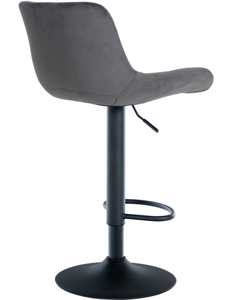 Tabouret de bar moderne réglable en Velours Gris foncé Métal Noir Cailon - 4