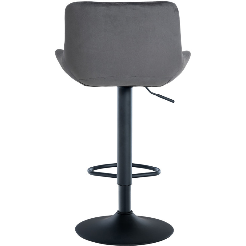 Tabouret de bar moderne réglable en Velours Gris foncé Métal Noir Cailon - 5