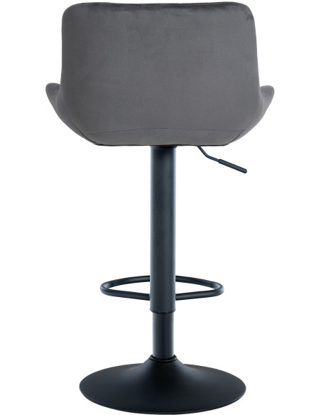 Tabouret de bar moderne réglable en Velours Gris foncé Métal Noir Cailon - 5