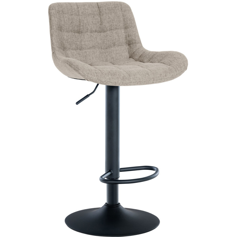 Tabouret de bar moderne réglable en Tissu Taupe Métal Noir Noir - 1
