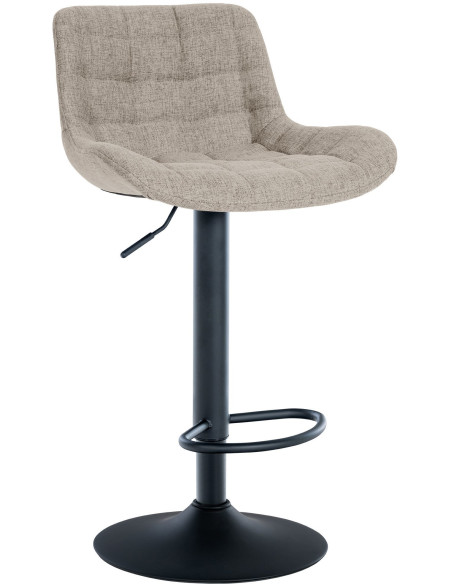 Tabouret de bar moderne réglable en Tissu Taupe Métal Noir Noir - 1