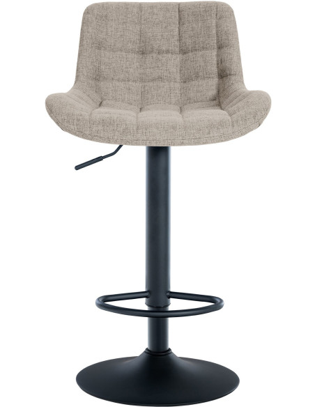 Tabouret de bar moderne réglable en Tissu Taupe Métal Noir Noir - 2