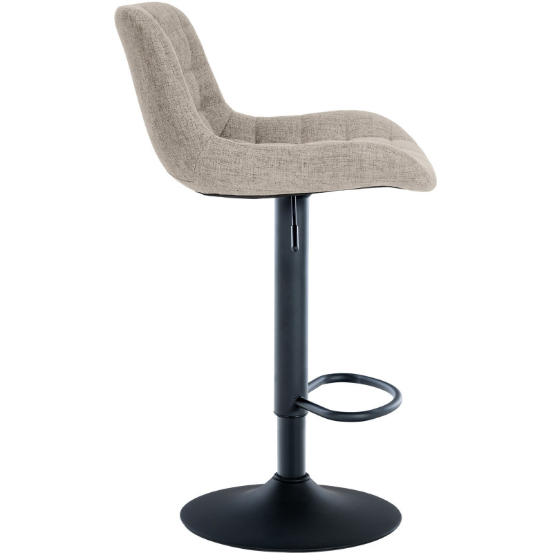 Tabouret de bar moderne réglable en Tissu Taupe Métal Noir Noir - 3