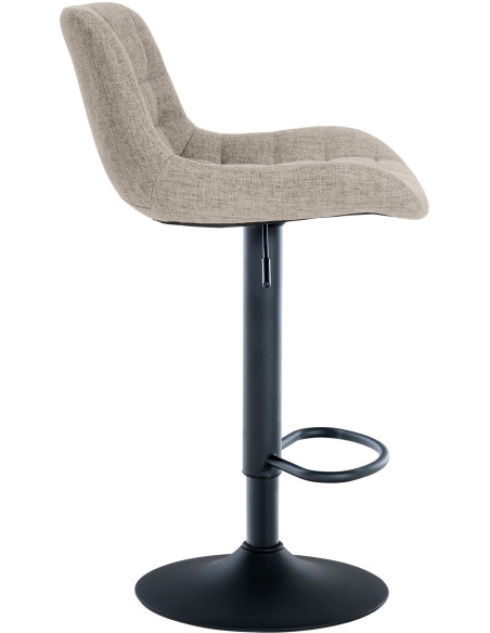 Tabouret de bar moderne réglable en Tissu Taupe Métal Noir Noir - 3