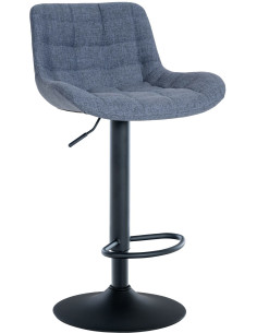 Tabouret de bar moderne réglable en Tissu Bleu Métal Noir Noir - 1