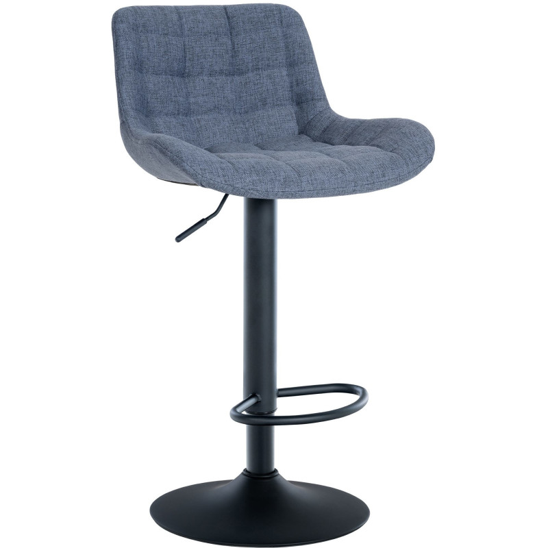 Tabouret de bar moderne réglable en Tissu Bleu Métal Noir Noir - 1