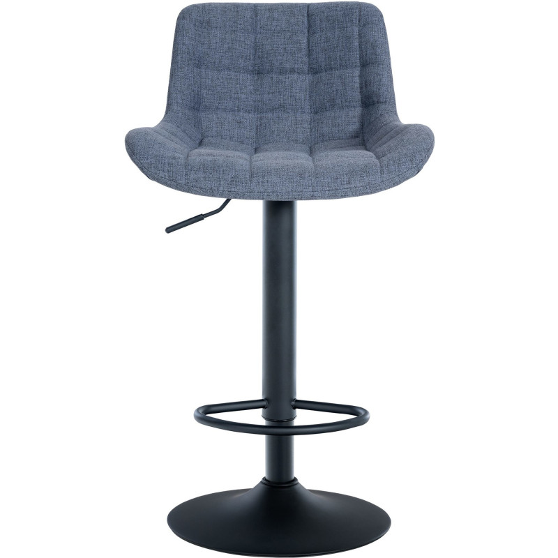 Tabouret de bar moderne réglable en Tissu Bleu Métal Noir Noir - 2