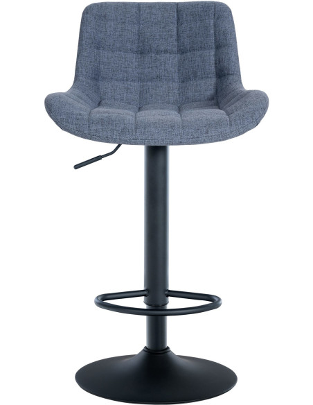 Tabouret de bar moderne réglable en Tissu Bleu Métal Noir Noir - 2