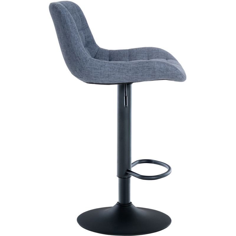 Tabouret de bar moderne réglable en Tissu Bleu Métal Noir Noir - 3