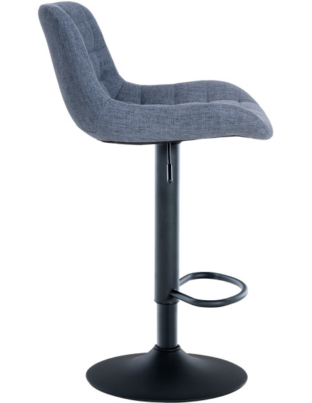 Tabouret de bar moderne réglable en Tissu Bleu Métal Noir Noir - 3