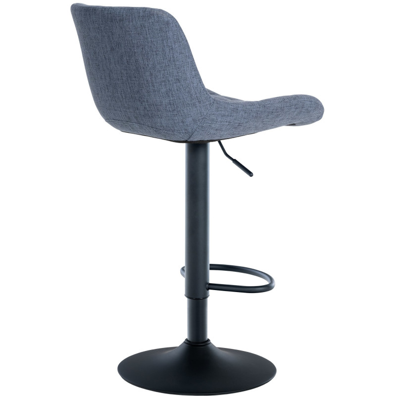 Tabouret de bar moderne réglable en Tissu Bleu Métal Noir Noir - 4