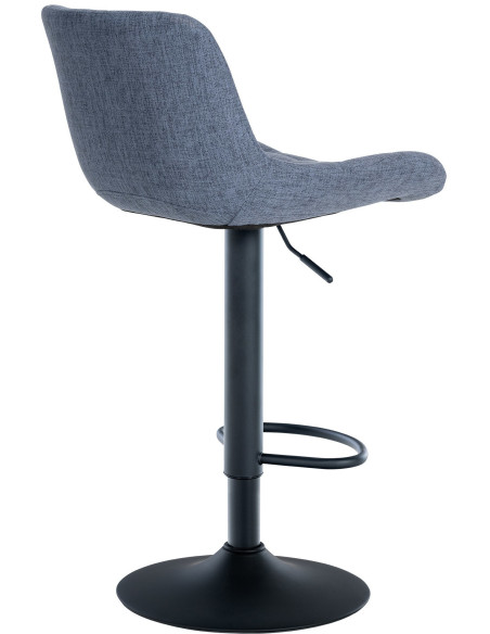 Tabouret de bar moderne réglable en Tissu Bleu Métal Noir Noir - 4